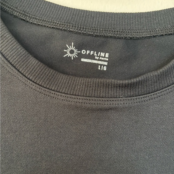 Aerie Black Crop Boxy Athletic Top Large - Picture 2 of 4